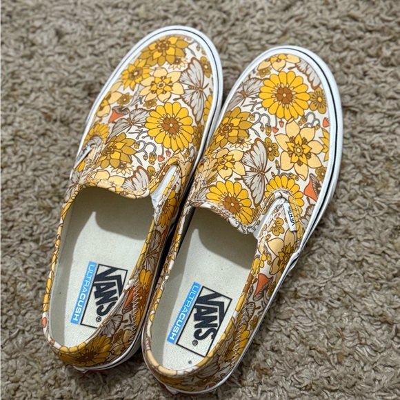 Vans Women’s Floral Slip-On Shoes - Yellow and Orange - Picture 1 of 3